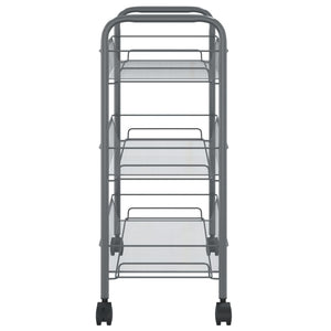 Carrello da Cucina con 3 Ripiani Grigio 46x26x64 cm in Ferro 336324