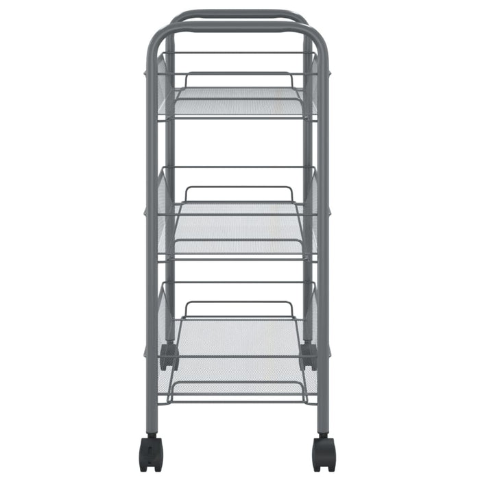 Carrello da Cucina con 3 Ripiani Grigio 46x26x64 cm in Ferro 336324