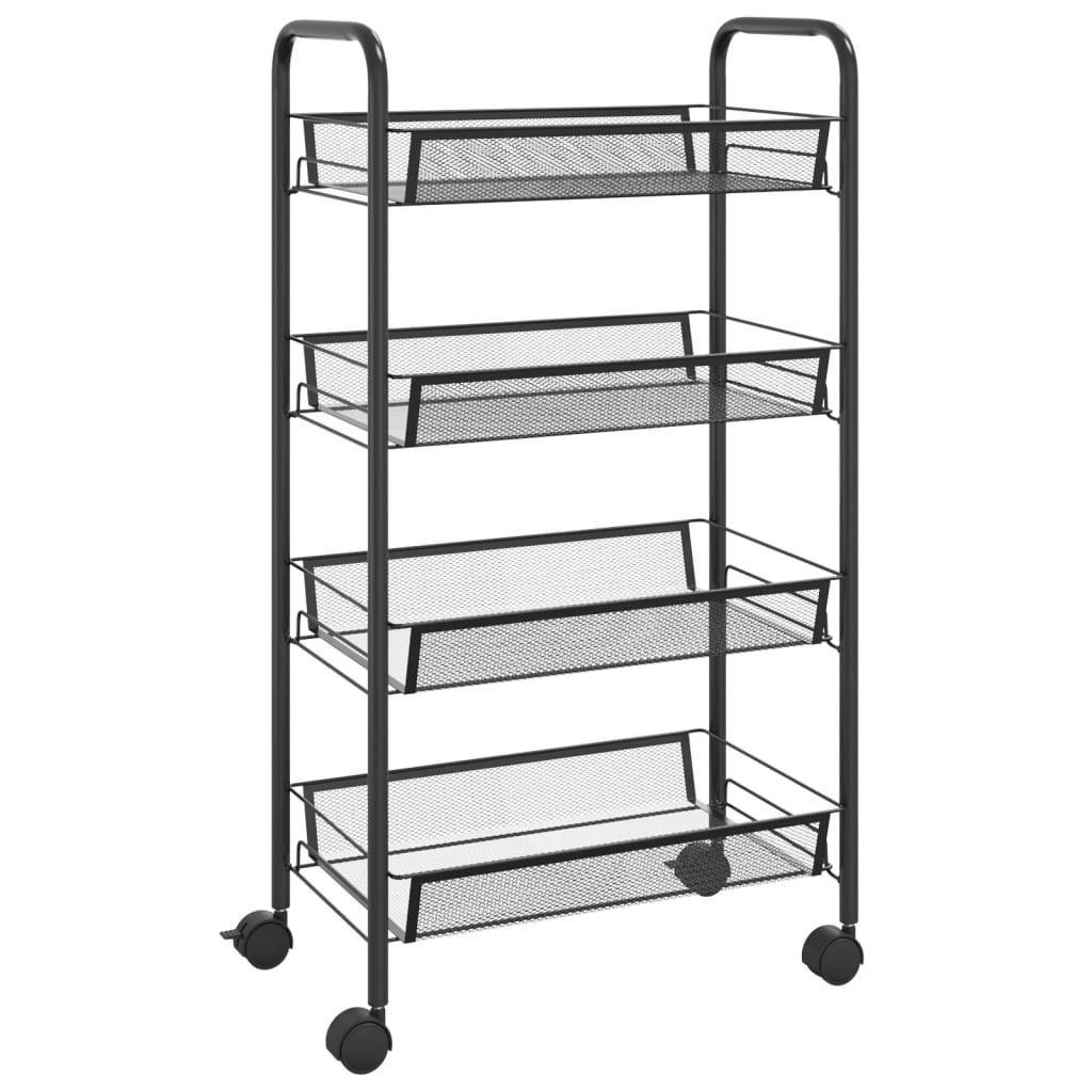 Carrello da Cucina con 4 Ripiani-Scaffale per Cucina Nero 46x26x64 cm in Ferro
