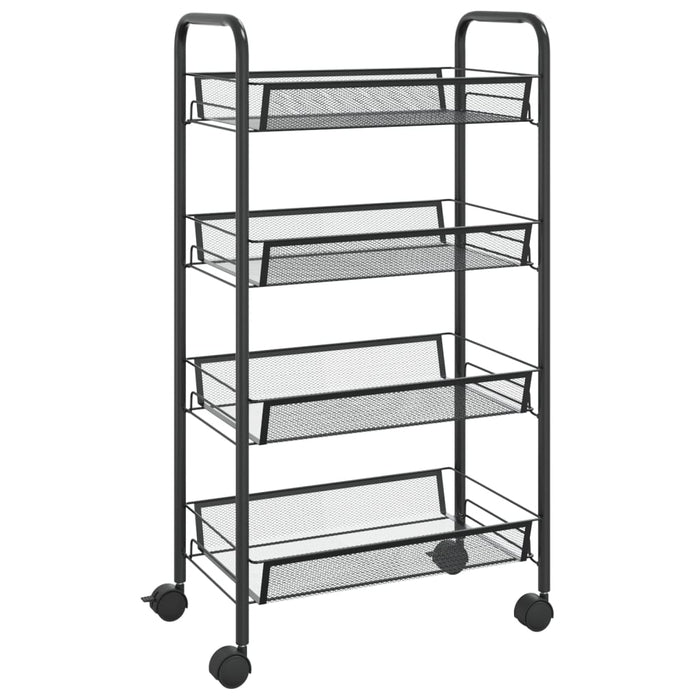 Carrello da Cucina con 4 Ripiani-Scaffale per Cucina Nero 46x26x64 cm in Ferro