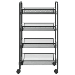 Carrello da Cucina con 4 Ripiani-Scaffale per Cucina Nero 46x26x64 cm in Ferro