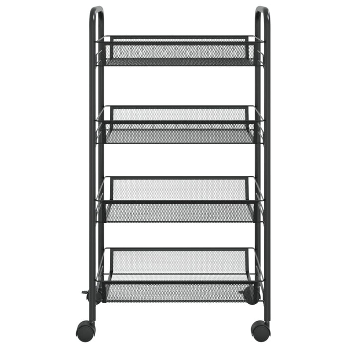 Carrello da Cucina con 4 Ripiani-Scaffale per Cucina Nero 46x26x64 cm in Ferro
