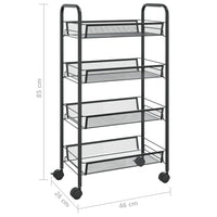 Carrello da Cucina con 4 Ripiani-Scaffale per Cucina Nero 46x26x64 cm in Ferro