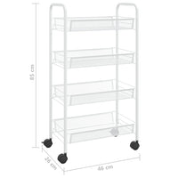 Carrello da Cucina con 4 Ripiani Bianco 46x26x64 cm in Ferro cod mxl 64106