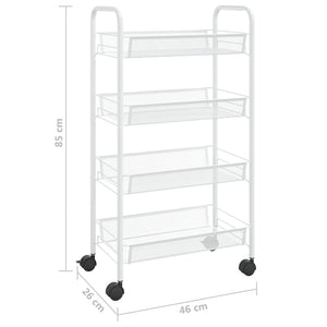 Carrello da Cucina con 4 Ripiani-Scaffale per Cucina Bianco 46x26x64 cm in Ferro