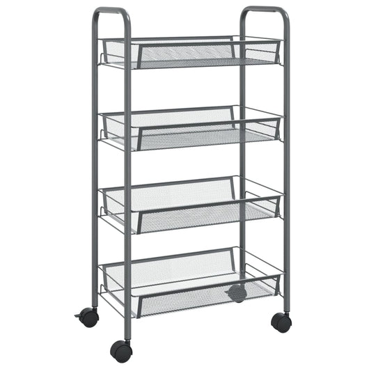 Carrello da Cucina con 4 Ripiani-Scaffale per Cucina Grigio 46x26x64 cm in Ferro