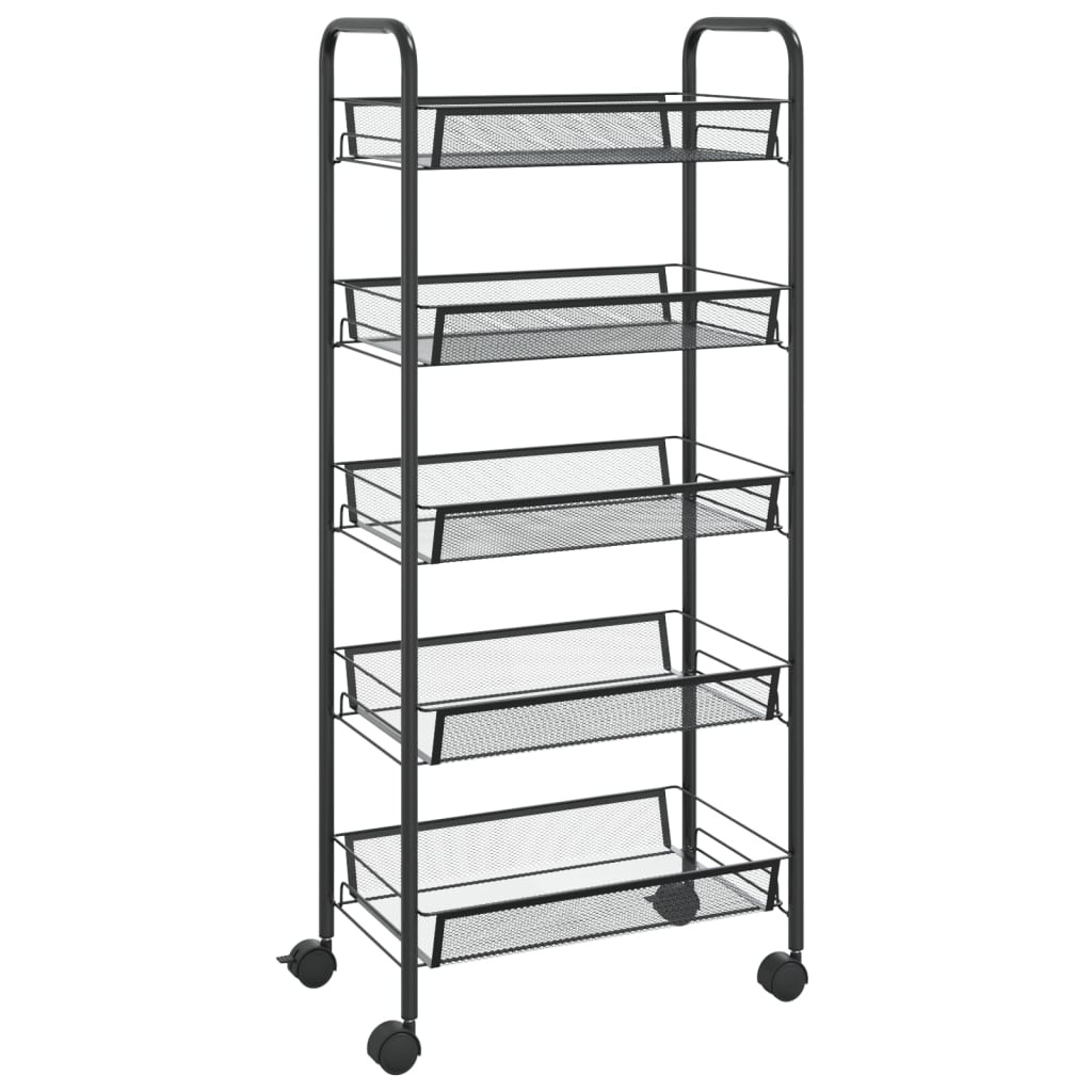 Carrello da Cucina-Scaffale per Cucina con 5 Ripiani Nero 46x26x105 cm in Ferro