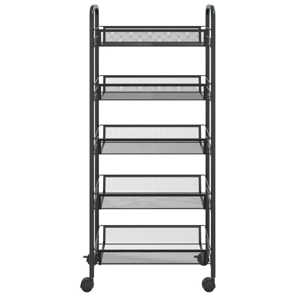 Carrello da Cucina-Scaffale per Cucina con 5 Ripiani Nero 46x26x105 cm in Ferro