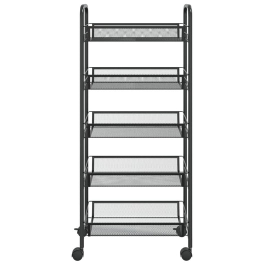 Carrello da Cucina-Scaffale per Cucina con 5 Ripiani Nero 46x26x105 cm in Ferro