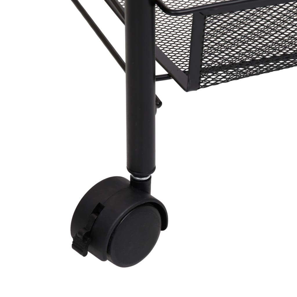Carrello da Cucina-Scaffale per Cucina con 5 Ripiani Nero 46x26x105 cm in Ferro