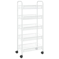 Carrello da Cucina con 5 Ripiani-Scaffale per Cucina Bianco 46x26x105 cm in Ferro