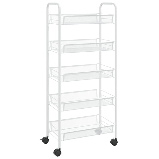 Carrello da Cucina con 5 Ripiani-Scaffale per Cucina Bianco 46x26x105 cm in Ferro