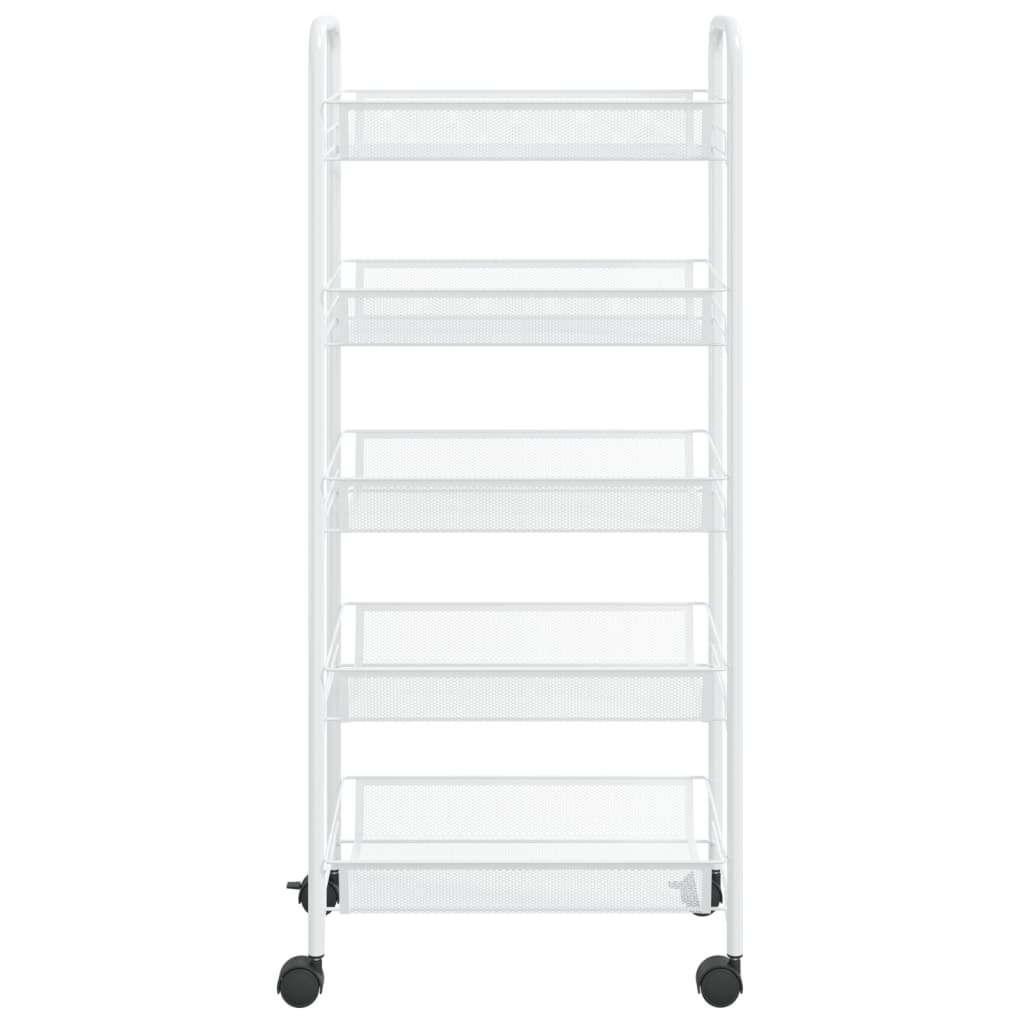 Carrello da Cucina con 5 Ripiani-Scaffale per Cucina Bianco 46x26x105 cm in Ferro