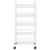 Carrello da Cucina con 5 Ripiani-Scaffale per Cucina Bianco 46x26x105 cm in Ferro