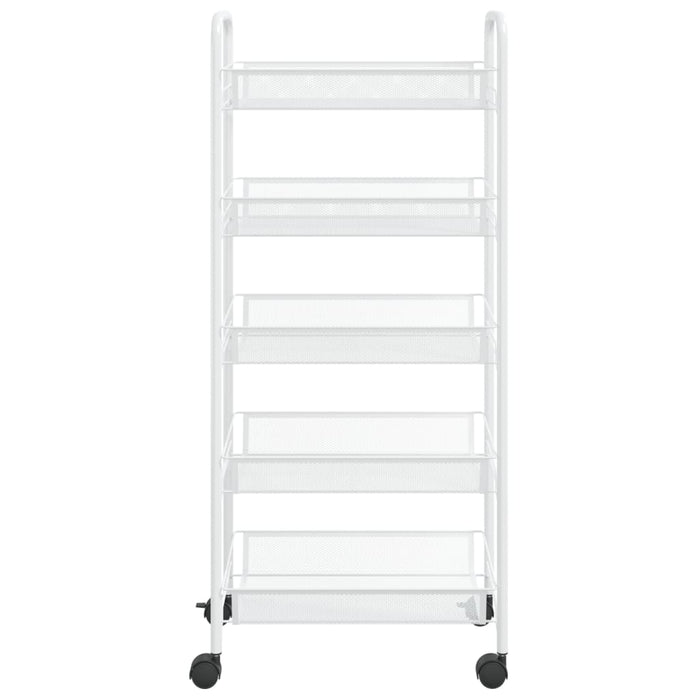 Carrello da Cucina con 5 Ripiani-Scaffale per Cucina Bianco 46x26x105 cm in Ferro