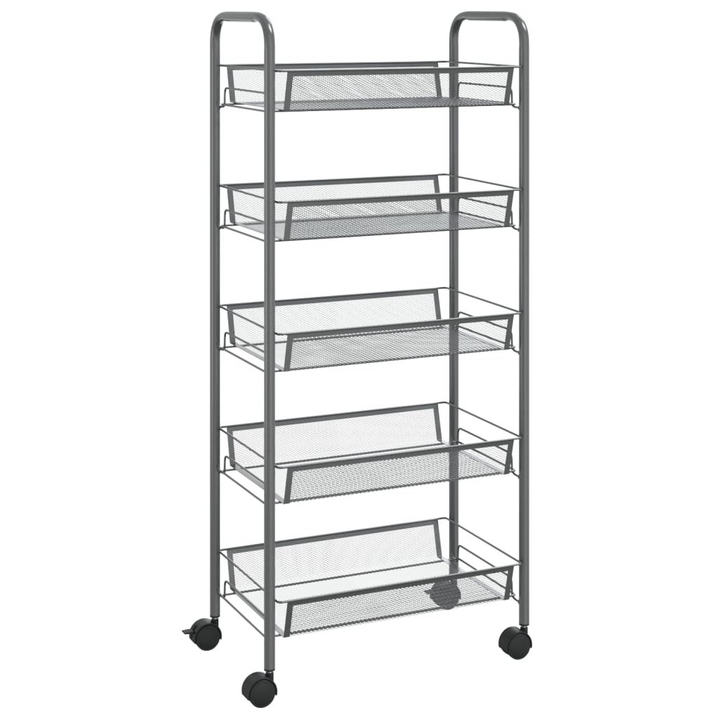 Carrello da Cucina con 5 Ripiani-Scaffale per Cucina Grigio 46x26x105 cm in Ferro