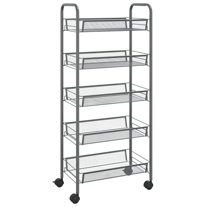 Carrello da Cucina con 5 Ripiani-Scaffale per Cucina Grigio 46x26x105 cm in Ferro