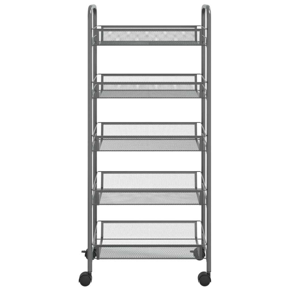 Carrello da Cucina con 5 Ripiani-Scaffale per Cucina Grigio 46x26x105 cm in Ferro