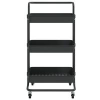Carrello da Cucina 3 Ripiani-Scaffale per Cucina Nero 42x35x85 cm Ferro e ABS