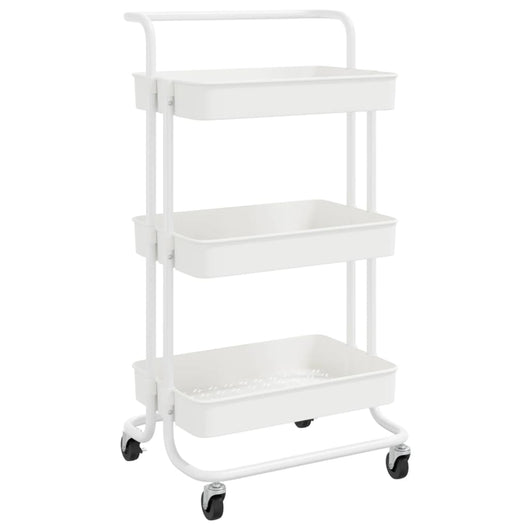 Carrello da Cucina 3 Ripiani-Scaffale per Cucina Bianco 42x35x85 cm Ferro e ABS