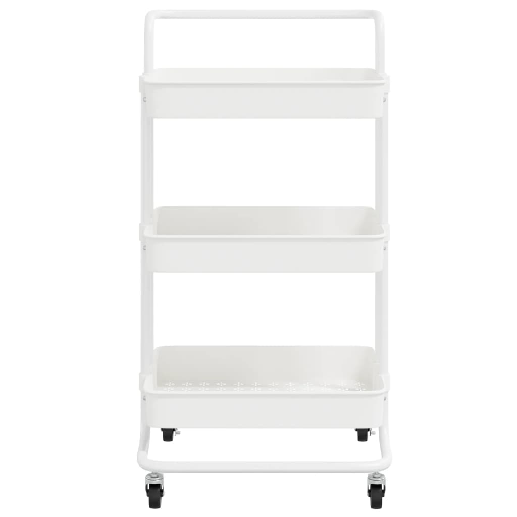Carrello da Cucina 3 Ripiani-Scaffale per Cucina Bianco 42x35x85 cm Ferro e ABS