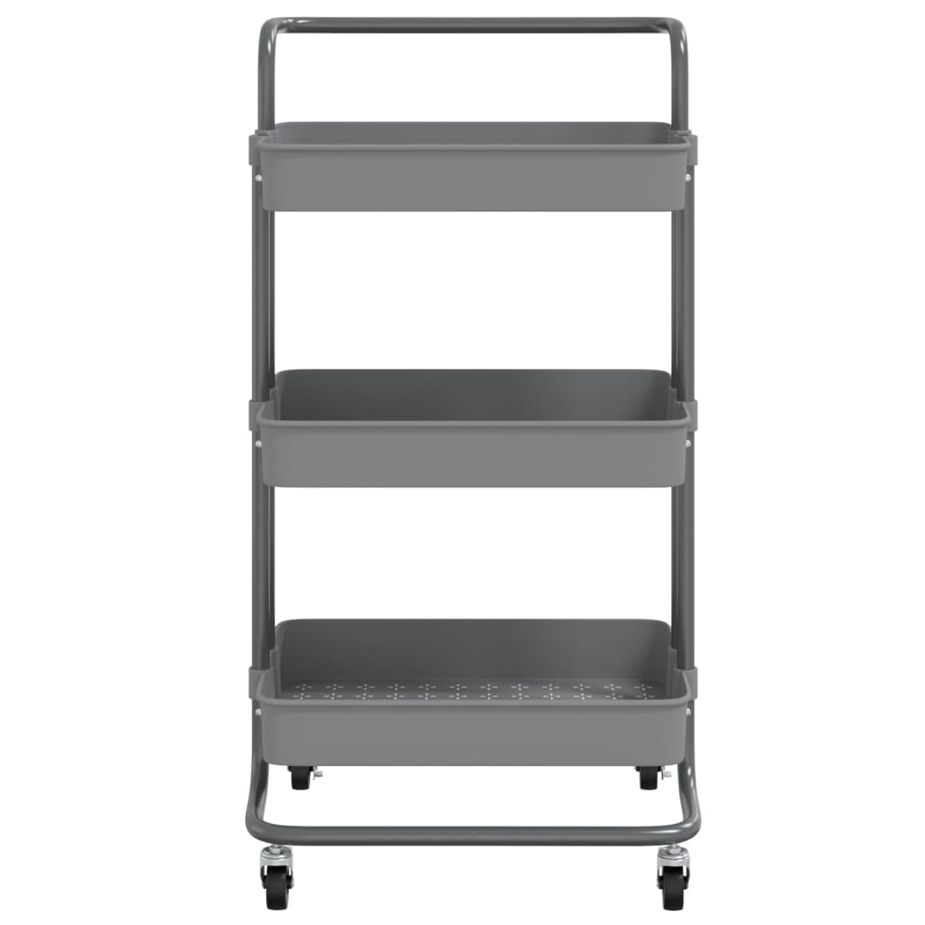 Carrello da Cucina 3 Ripiani-Scaffale per Cucina Grigio 42x35x85 cm Ferro e ABS