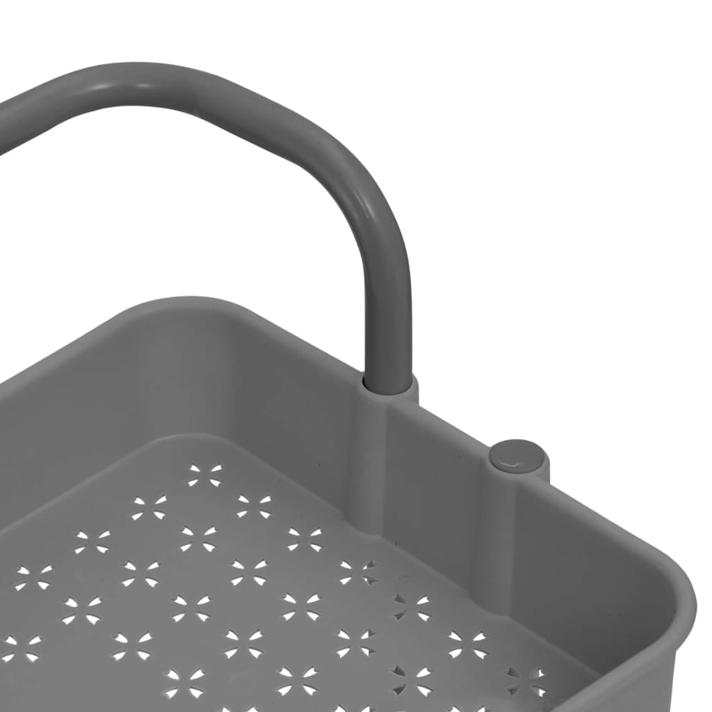 Carrello da Cucina 3 Ripiani-Scaffale per Cucina Grigio 42x35x85 cm Ferro e ABS