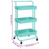 Carrello da Cucina 3 Ripiani-Scaffale per Cucina Turchese 42x35x85 cm Ferro e ABS