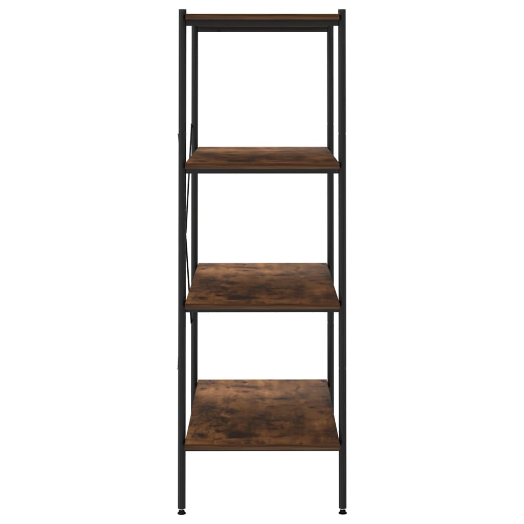 Scaffale con 4 Mensole Nero e Legno Scuro 80x40x130 cm cod mxl 17552