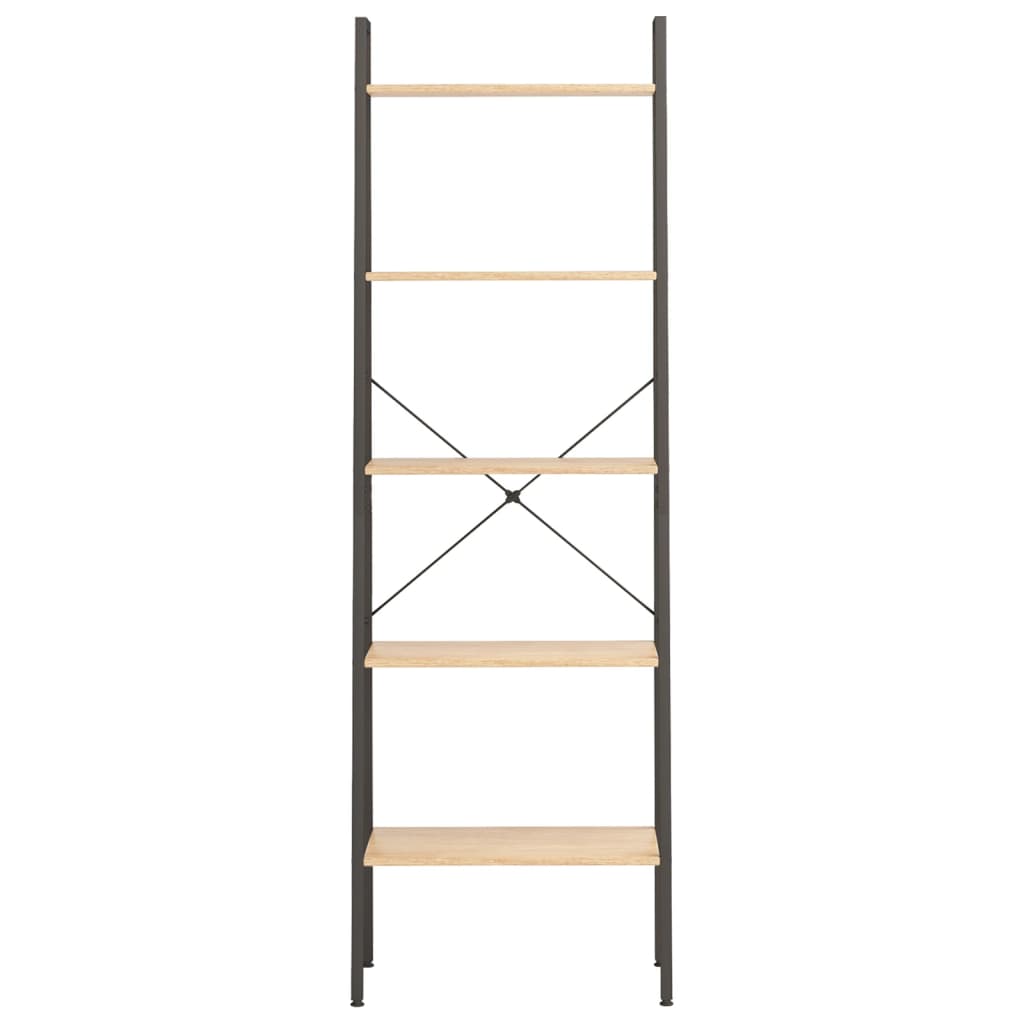 Scaffale Autoportante 5 Ripiani Marrone Chiaro Nero 56x35x174cm cod mxl 47659