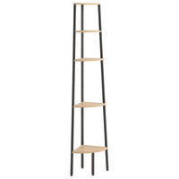 Scaffale Angolare 5 Livelli Marrone Chiaro Nero 45,5x31,5x180cm cod mxl 62698