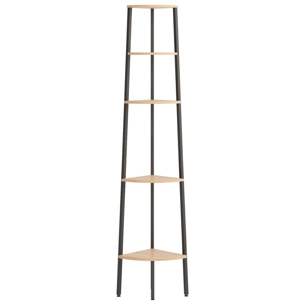 Scaffale Angolare 5 Livelli Marrone Chiaro Nero 45,5x31,5x180cm cod mxl 62698