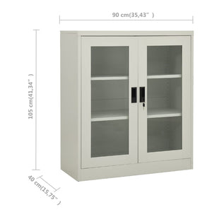 Armadio per Ufficio Grigio Chiaro 90x40x105 cm in Acciaio 335935