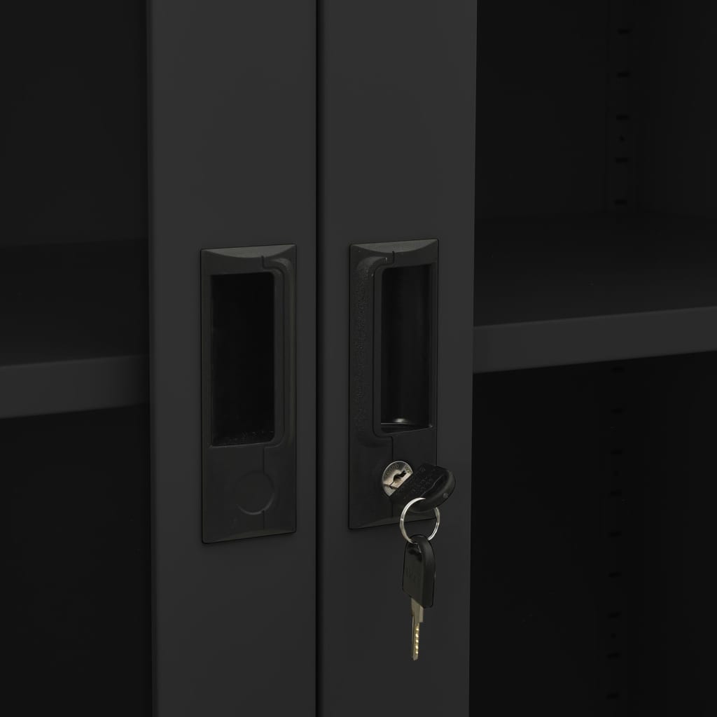 Armadio per Ufficio Antracite 90x40x180 cm in Acciaio e Vetro 335941