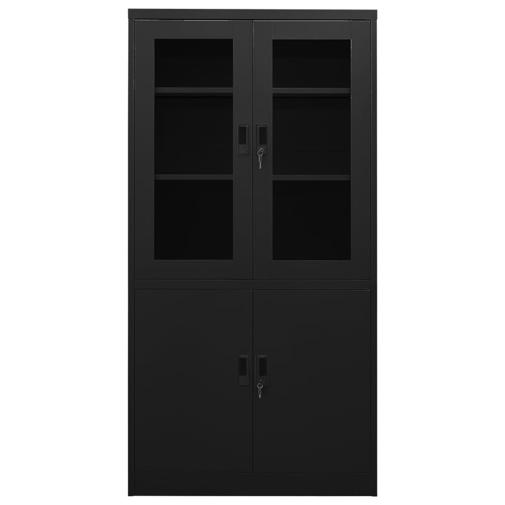 Armadio per Ufficio Nero 90x40x180 cm in Acciaio