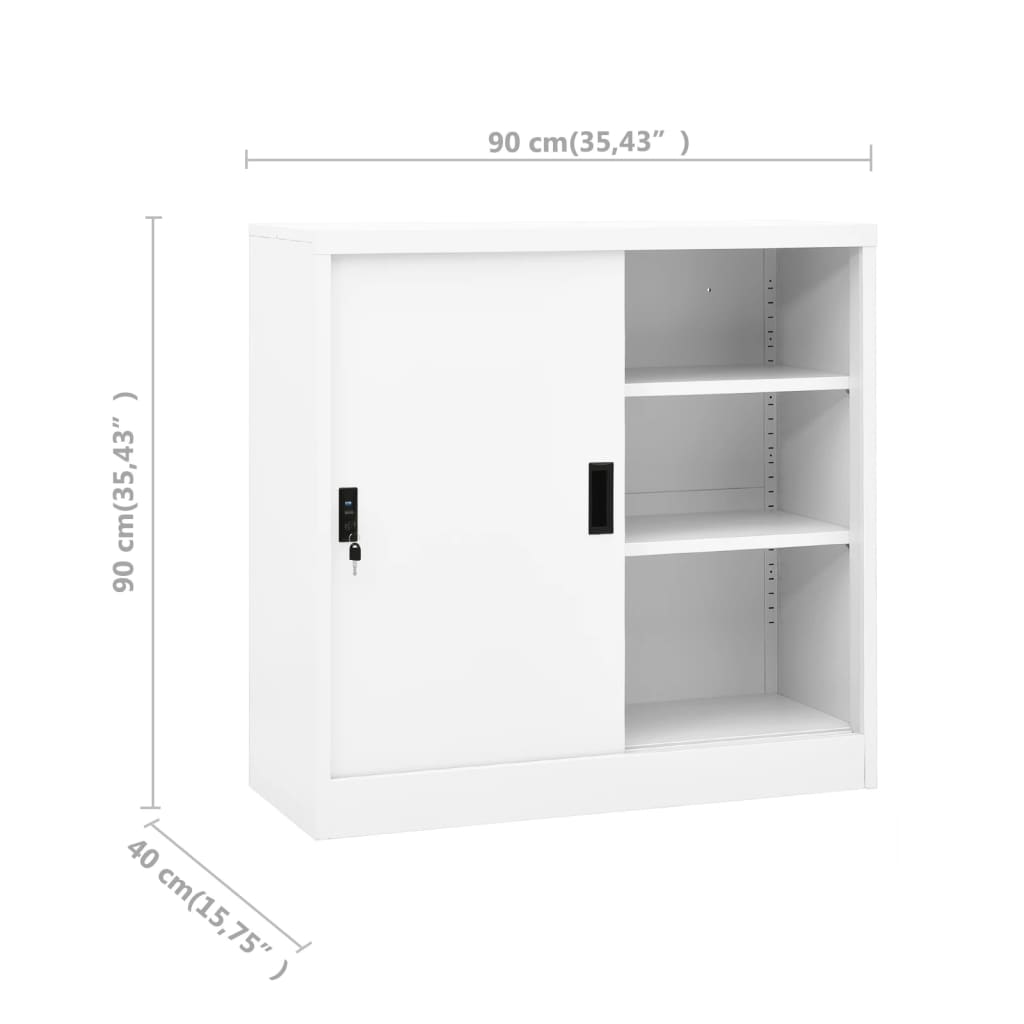 Armadio per Ufficio Anta Scorrevole Bianco 90x40x90cm Acciaio