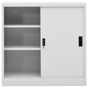 Armadio Ufficio Anta Scorrevole GrigioChiaro 90x40x90cm Acciaio 335951