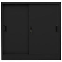 Armadio per Ufficio Anta Scorrevole Nero 90x40x90cm Acciaio