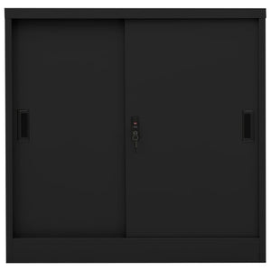 Armadio per Ufficio Anta Scorrevole Nero 90x40x90cm Acciaio