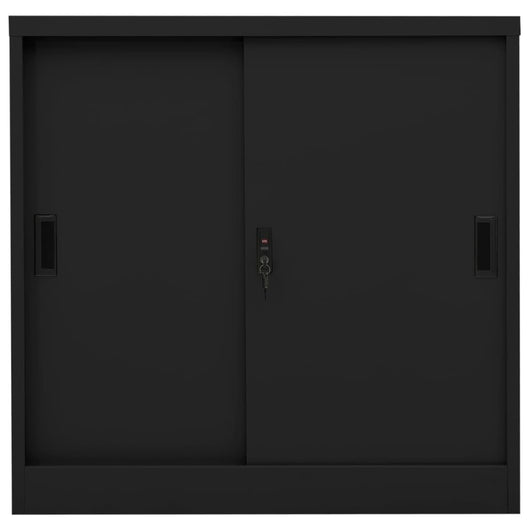 Armadio per Ufficio Anta Scorrevole Nero 90x40x90cm Acciaio