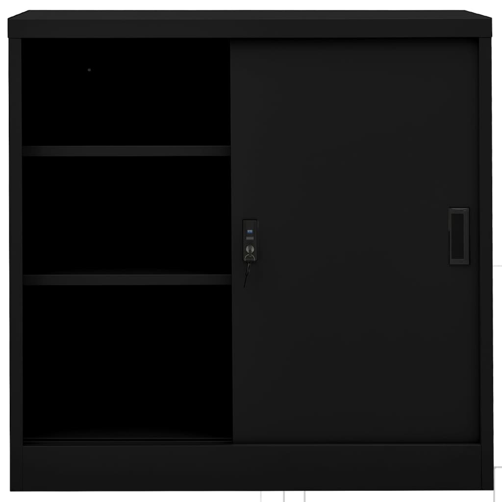 Armadio per Ufficio Anta Scorrevole Nero 90x40x90cm Acciaio