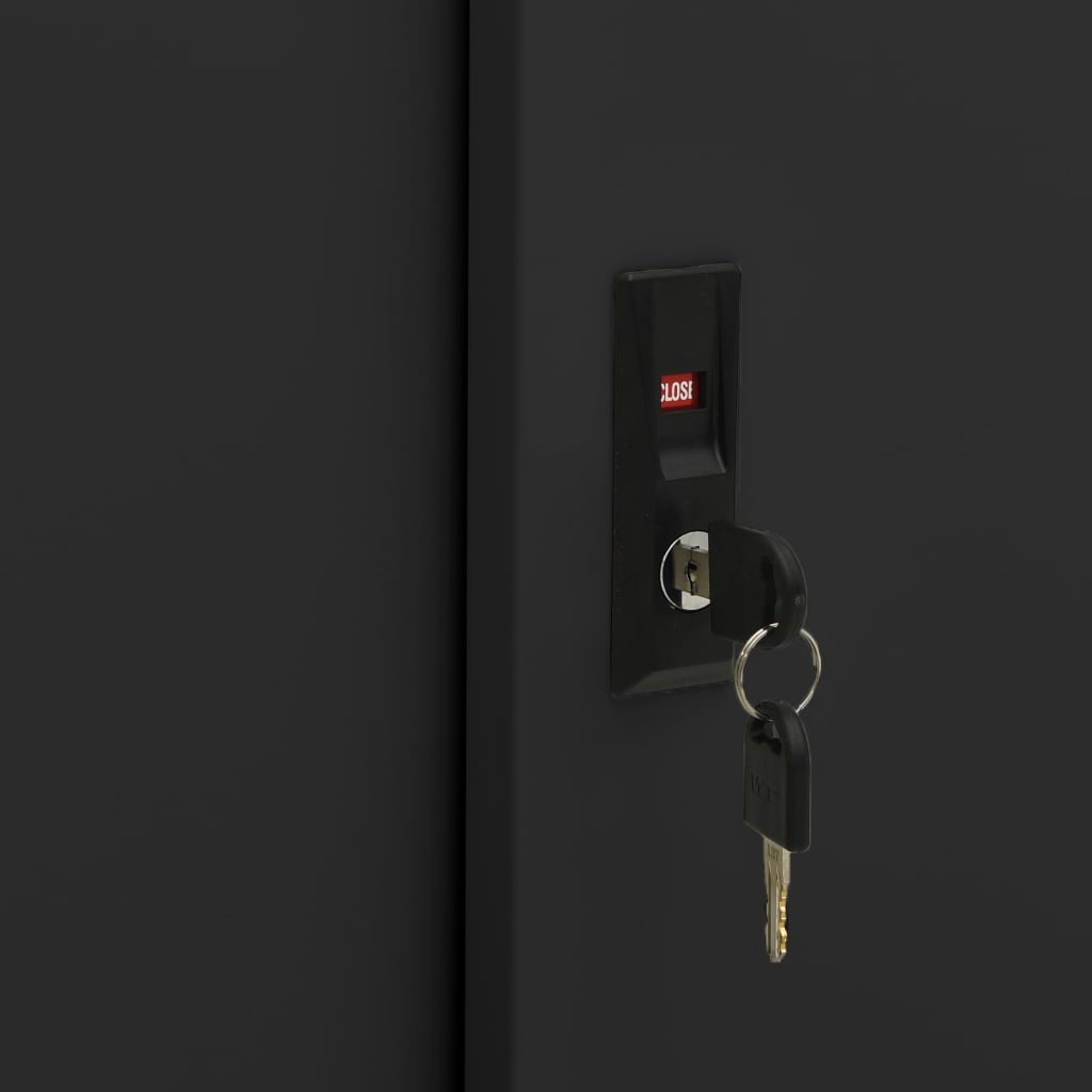 Armadio per Ufficio Anta Scorrevole Nero 90x40x90cm Acciaio
