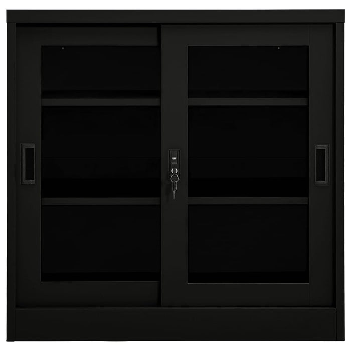 Armadio con Ante Scorrevoli Nero 90x40x90 cm in Acciaio cod mxl 50113