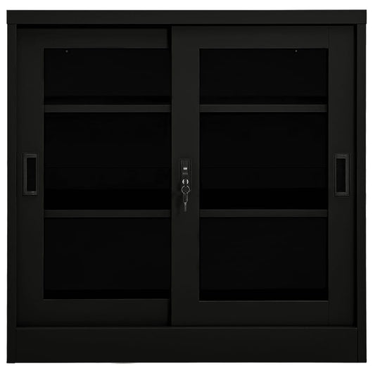 Armadio con Ante Scorrevoli Nero 90x40x90 cm in Acciaio 335956