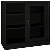 Armadio con Ante Scorrevoli Nero 90x40x90 cm in Acciaio 335956