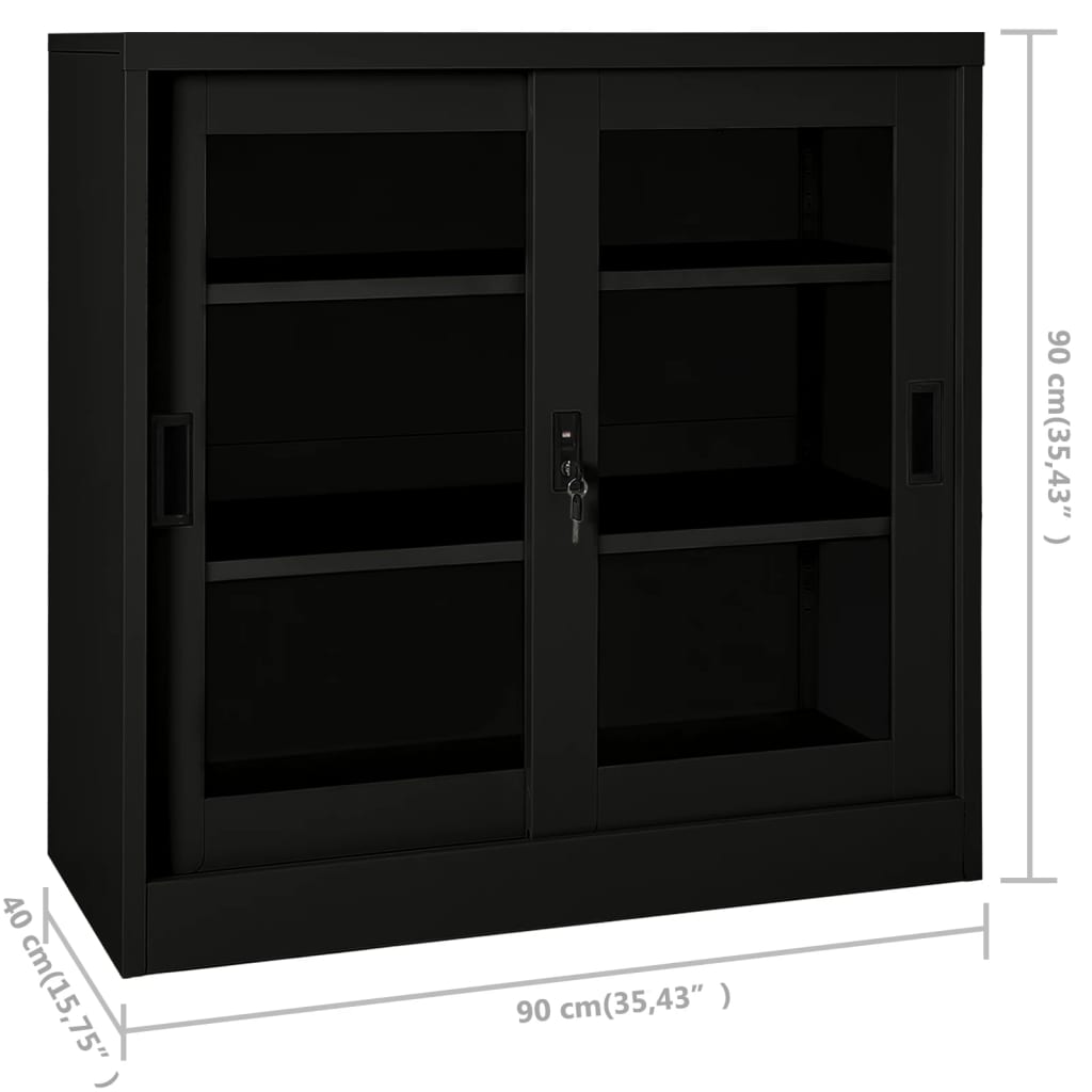 Armadio con Ante Scorrevoli Nero 90x40x90 cm in Acciaio 335956