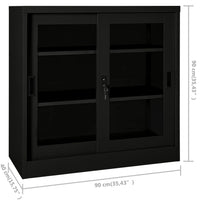 Armadio con Ante Scorrevoli Nero 90x40x90 cm in Acciaio 335956