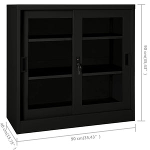 Armadio con Ante Scorrevoli Nero 90x40x90 cm in Acciaio 335956