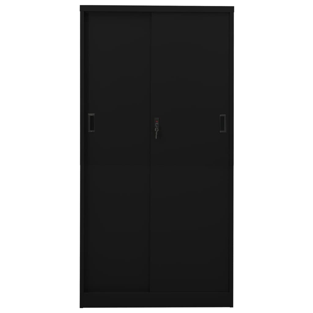 Armadio per Ufficio Anta Scorrevole Nero 90x40x180 cm Acciaio 335960