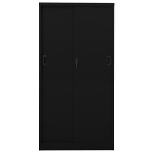 Armadio per Ufficio Anta Scorrevole Nero 90x40x180 cm Acciaio 335960